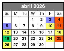 SeaWorld San Antonio & Aquatica San Antonio 2 Day Flex Ticket abril Schedule