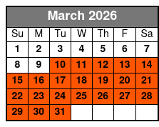 San Antonio Hop-On Hop-Off Trolley Tour marzo Schedule
