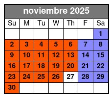 Magic Saloon - General Admission noviembre Schedule