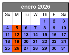 Magic Saloon - General Admission enero Schedule