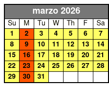 Magic Saloon - Preferred Seating marzo Schedule