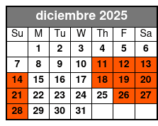 Ultimate Helicopter Tour - San Antonio diciembre Schedule