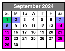 Aquatica San Antonio septiembre Schedule