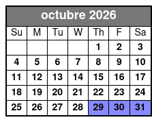 90 Minute Ghost Walk October Schedule