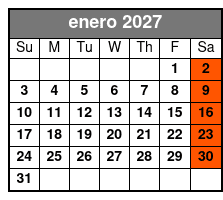 Tour + VIP Whiskey Tasting enero Schedule