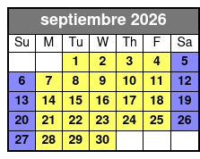 The Undead (Colonnade Location) septiembre Schedule