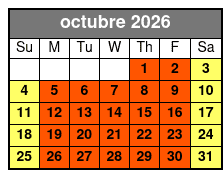 The Undead (Colonnade Location) October Schedule