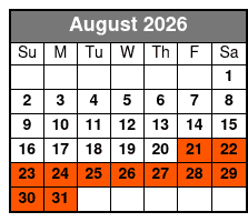 Best of San Antonio Sightseeing Tour agosto Schedule