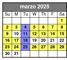 Admission Ticket marzo Schedule