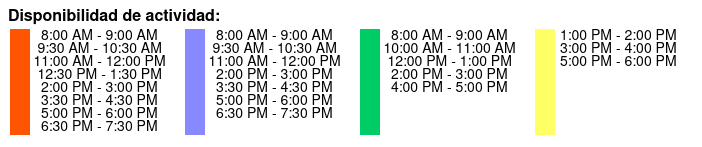 1 Hour Tour - 4 Stops Color Key