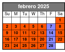 1 Hour 30 Minutes febrero Schedule