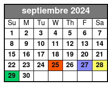 Skyline Kayak Tour septiembre Schedule