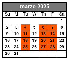 Private Tour marzo Schedule