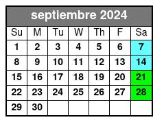 Sunrise Experience septiembre Schedule