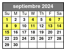 Sunset Jazz Sail septiembre Schedule