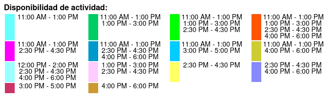 Group Tour Color Key