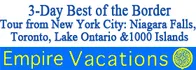 3-Day Best of the Border Tour from New York City: Niagara Falls, Toronto, Lake Ontario and 1000 Islands 2024 Horario