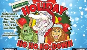 This is a colorful and vibrant promotional image for Gatorland's holiday event called 