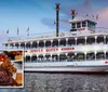 A riverboat named Jungle Queen IV offers barbeque dining experiences as indicated by the inset images of various grilled foods