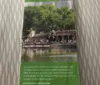The image shows the cover of an Official Central Park Map brochure featuring a scenic view of Central Park with people enjoying the outdoor space a body of water and a statue along with text promoting the Central Park Conservancy and encouraging donations to support the park